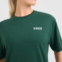 Classic Oversized Lightweight T-Shirt with Printed Logo | Racing Green