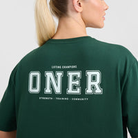 Classic Oversized Lightweight T-Shirt with Printed Logo | Racing Green