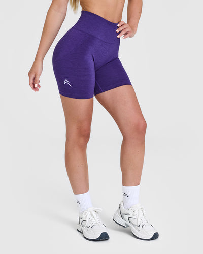 Effortless Seamless Shorts with White Logo | Amethyst