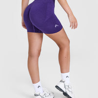 Effortless Seamless Shorts with White Logo | Amethyst