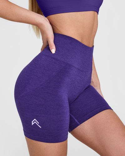 Effortless Seamless Shorts with White Logo | Amethyst