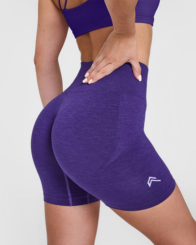 Effortless Seamless Shorts with White Logo | Amethyst
