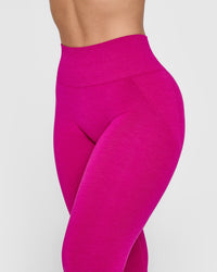 Effortless Seamless Leggings with White Logo | Fuchsia
