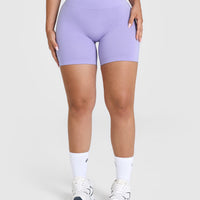Effortless Seamless Shorts with White Logo | Vintage Violet