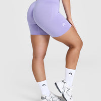 Effortless Seamless Shorts with White Logo | Vintage Violet