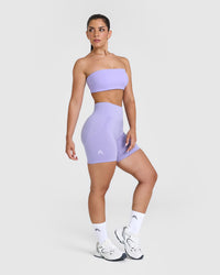 Effortless Seamless Shorts with White Logo | Vintage Violet