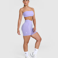 Effortless Seamless Shorts with White Logo | Vintage Violet