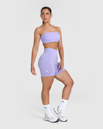 Effortless Seamless Shorts with White Logo | Vintage Violet