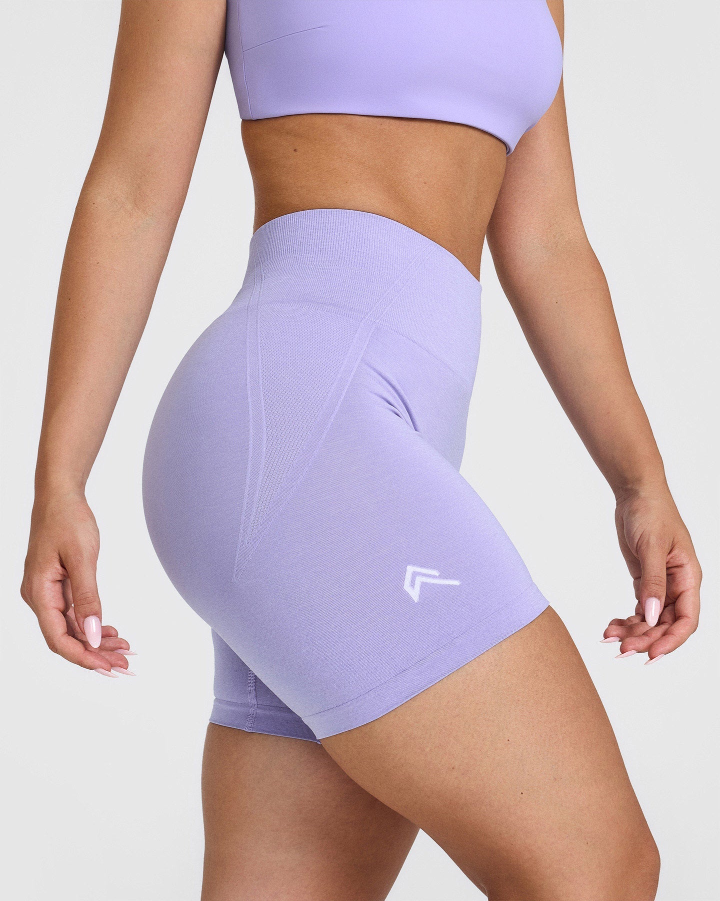 Effortless Seamless Shorts with White Logo | Vintage Violet