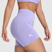 Effortless Seamless Shorts with White Logo | Vintage Violet