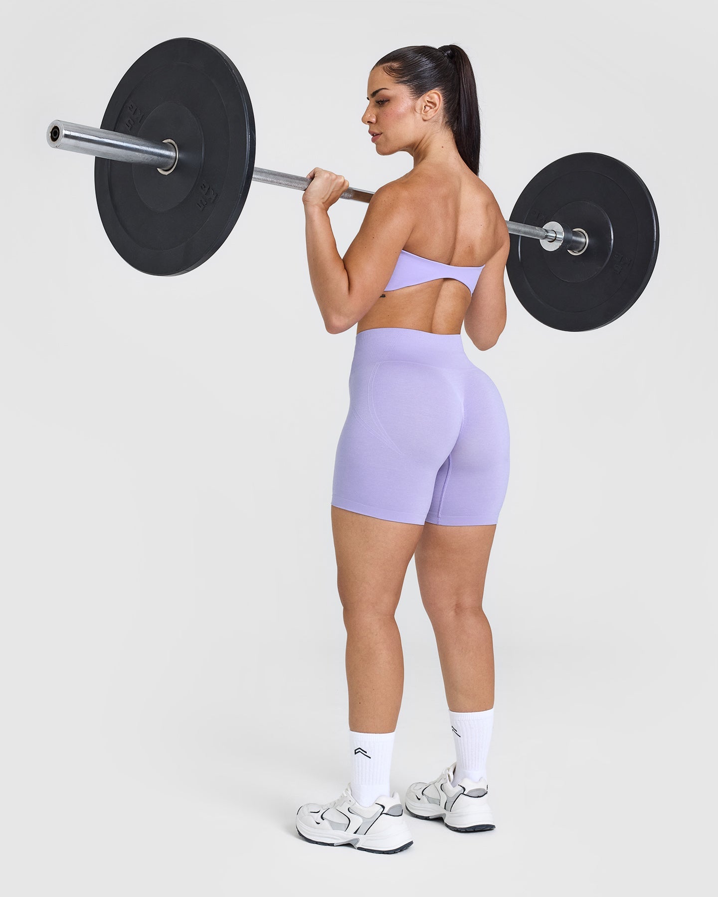 Effortless Seamless Shorts with White Logo | Vintage Violet