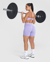 Effortless Seamless Shorts with White Logo | Vintage Violet