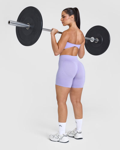 Effortless Seamless Shorts with White Logo | Vintage Violet