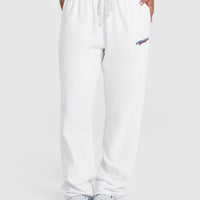 Raw Lounge Wide Leg Jogger with Graphic | White
