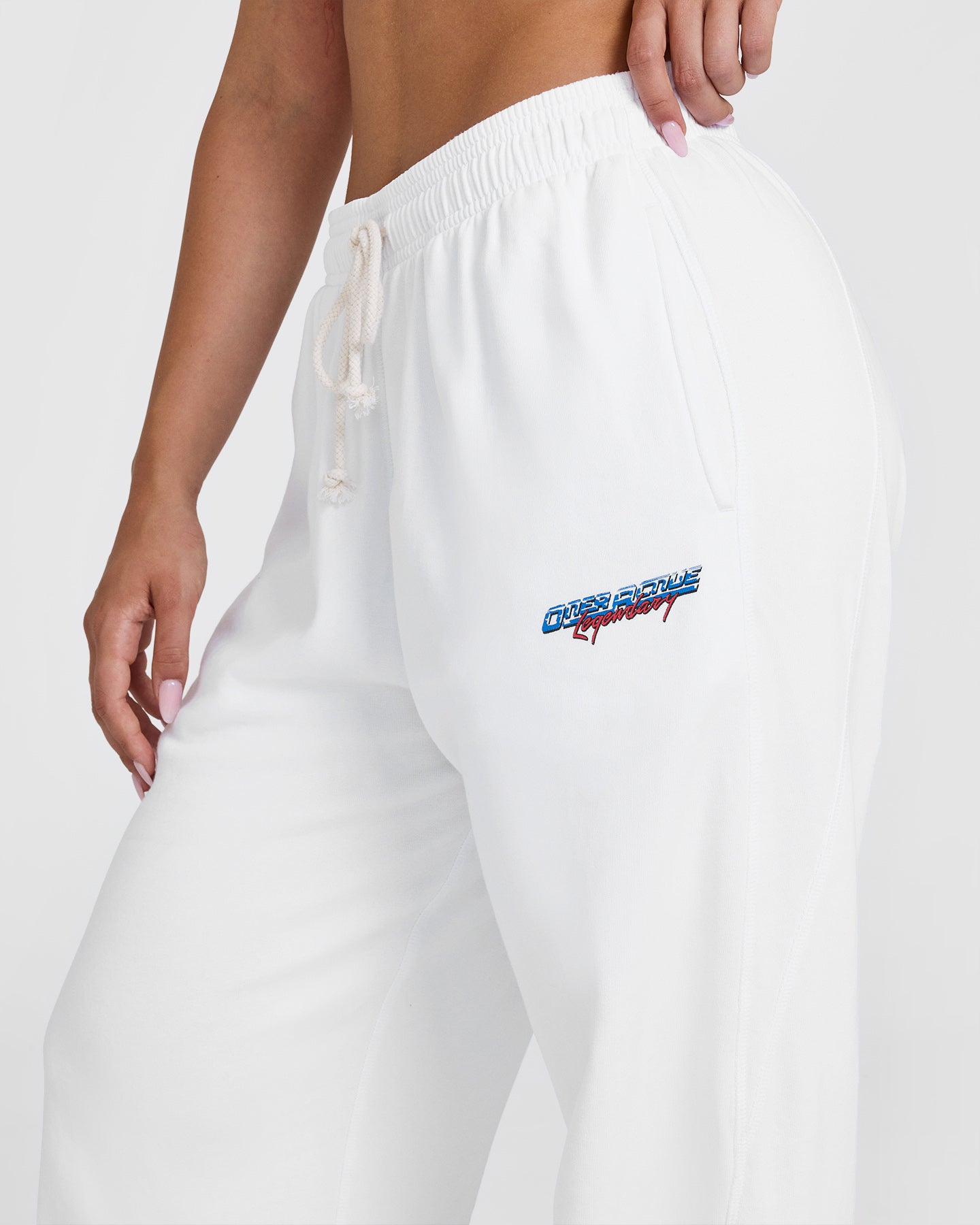 Raw Lounge Wide Leg Jogger with Graphic | White