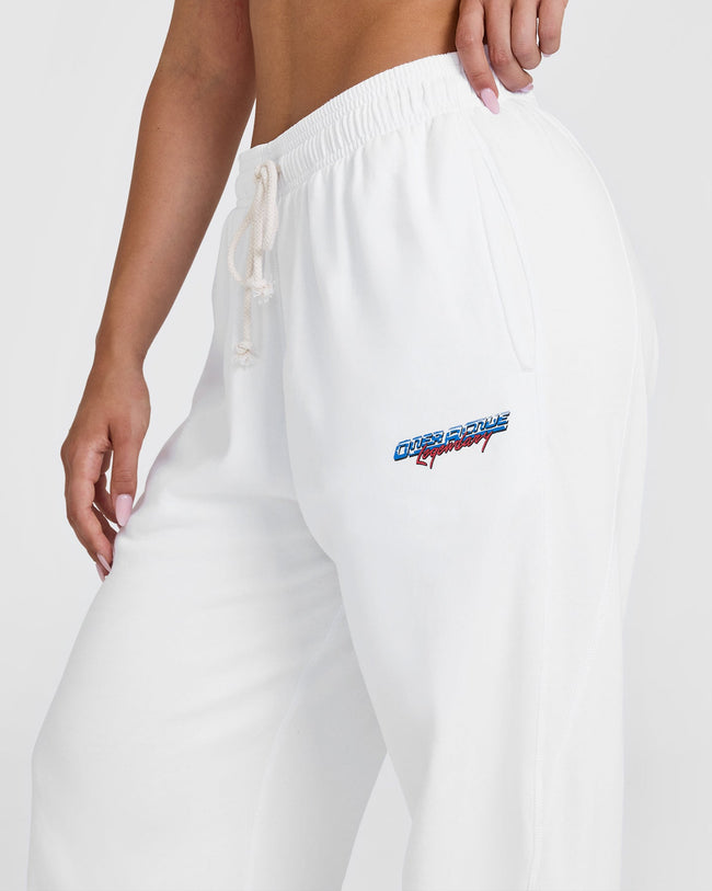 Raw Lounge Wide Leg Jogger with Graphic | White