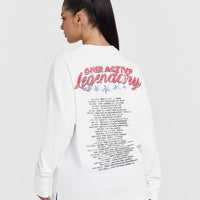 OA Tour Graphic Washed Long Sleeve Top | White
