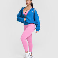 Raw Lounge Oversized Zip Through Hoodie with Graphic | Retro Blue