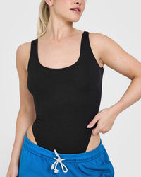 High Leg Bodysuit | Washed Black