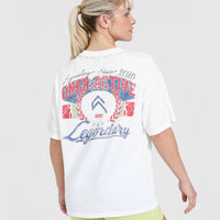 Legendary Graphic Print Washed T-Shirt | White