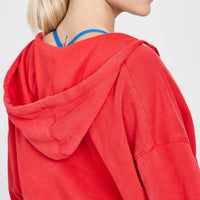 Raw Lounge Oversized Zip Through Hoodie with Graphic | Muscle Mommy Red