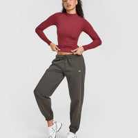 Mellow™ Rib Mock Neck Long Sleeve Top | Burnt Cherry
