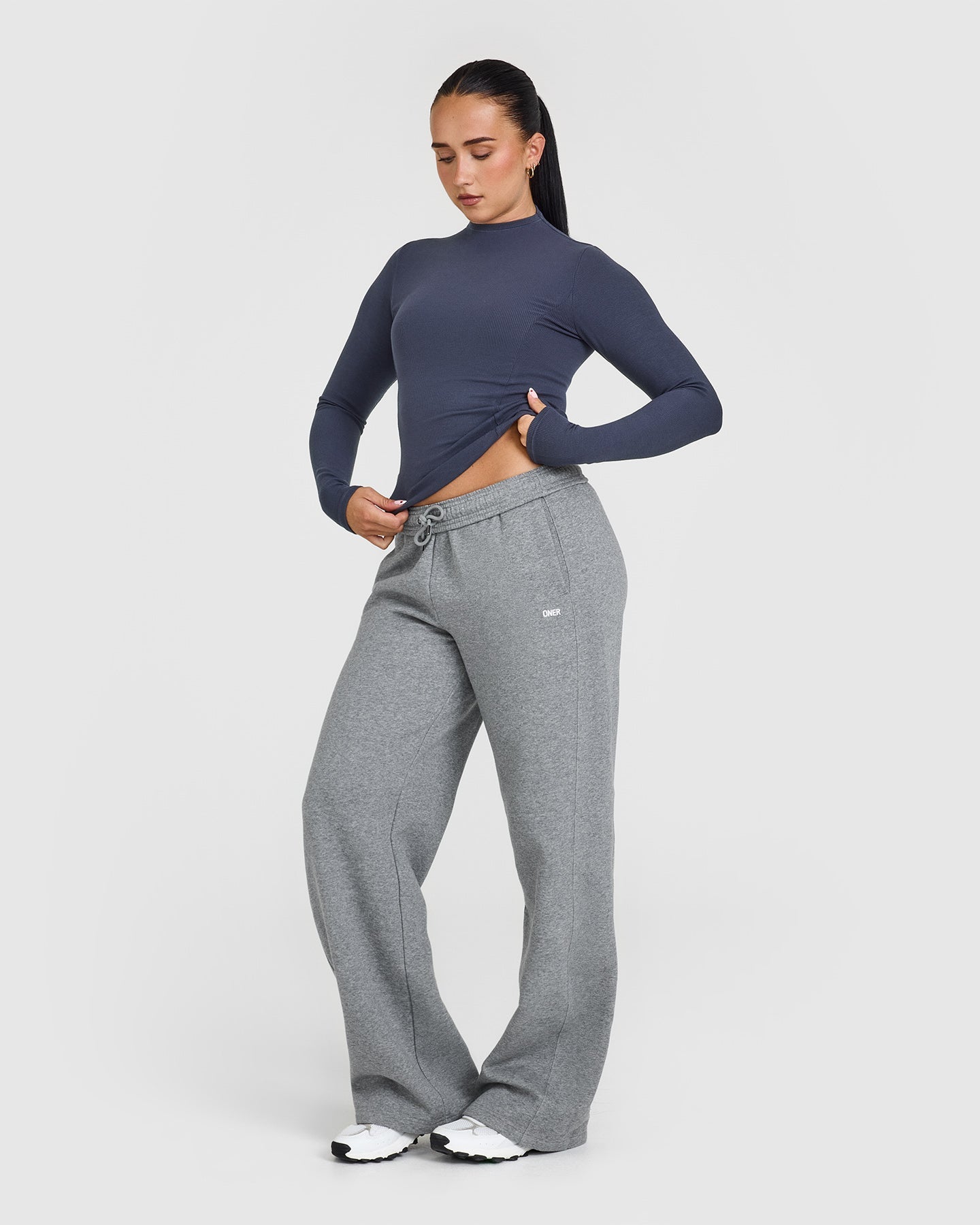 Mellowâ„¢ Rib Mock Neck Long Sleeve Top | True Blue