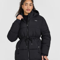 Mid Length Puffer Jacket | Black
