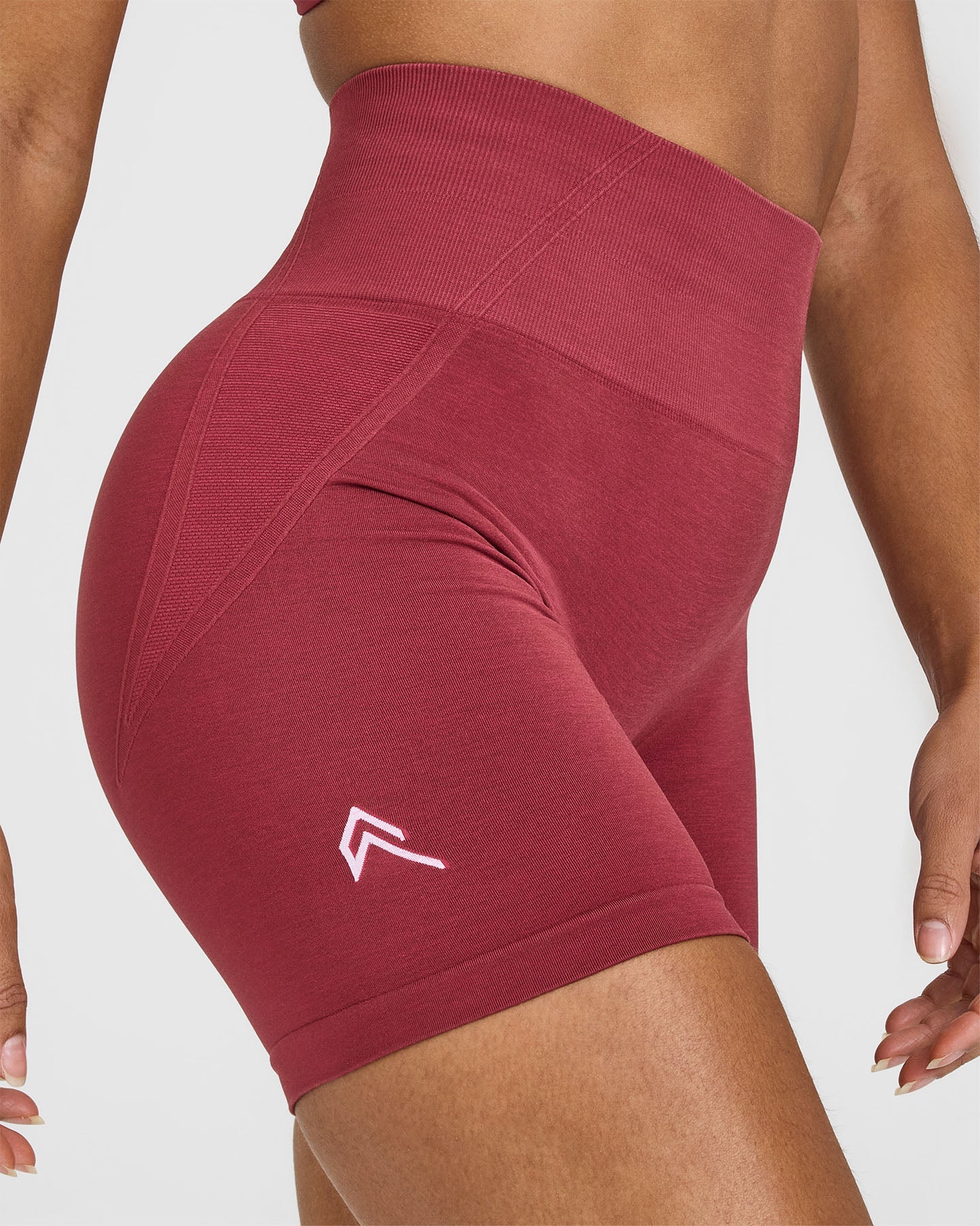 Effortless Seamless Shorts with White Logo | Burnt Cherry