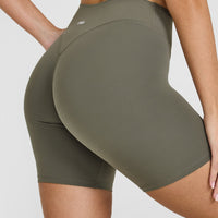 SoftMotion™ Cycling Shorts 8" with White Logo | Alpine Green