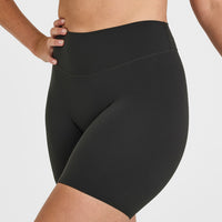 SoftMotion™ Cycling Shorts 8" with White Logo | Soft Black