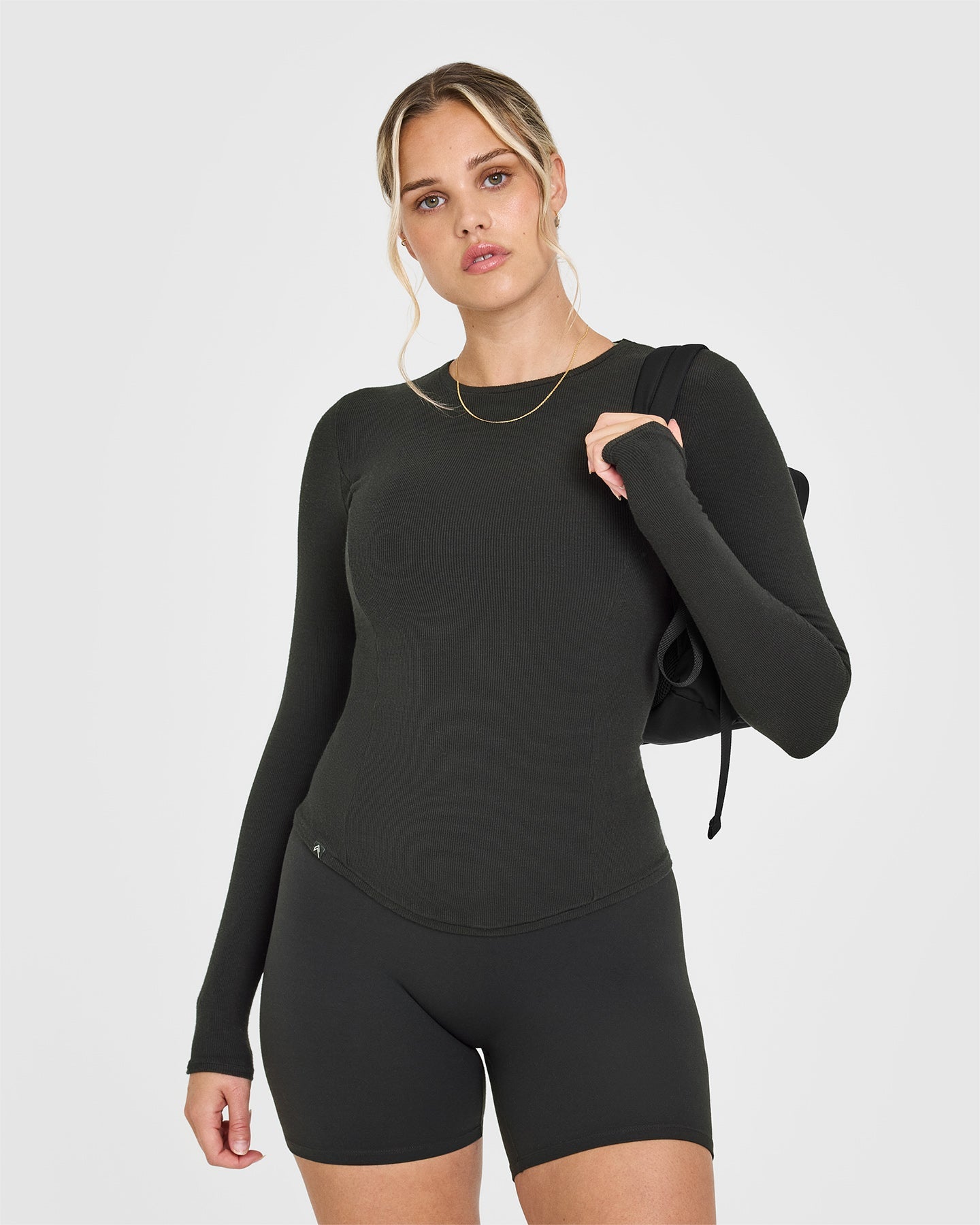 Mellow™ Rib Long Sleeve Top | Soft Black