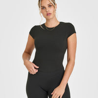 Mellow™ Rib Mid T-Shirt | Soft Black