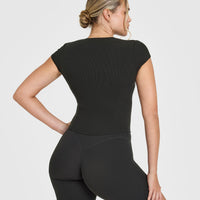 Mellow™ Rib Mid T-Shirt | Soft Black