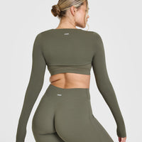 SoftMotion™ Long Sleeve Shrug with White Logo | Alpine Green