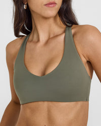 SoftMotion™ Bralette with White Logo | Alpine Green