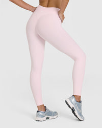 SoftMotion™ Leggings with White Logo | Ballet Pink