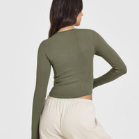Mellowâ„¢ Rib Mid Long Sleeve Top | Alpine Green