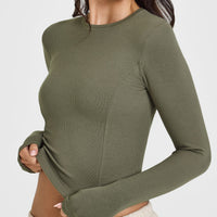 Mellowâ„¢ Rib Mid Long Sleeve Top | Alpine Green
