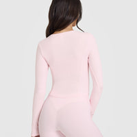 Mellow™ Rib Mid Long Sleeve Top | Ballet Pink