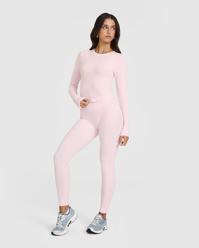 Mellow™ Rib Mid Long Sleeve Top | Ballet Pink