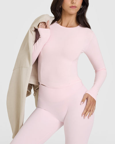 Mellow™ Rib Mid Long Sleeve Top | Ballet Pink