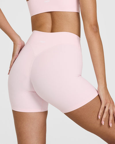 SoftMotion™ Shorts 6" with White Logo | Ballet Pink