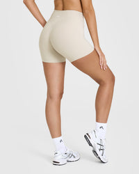 SoftMotion™ Shorts 6" with White Logo | Sand