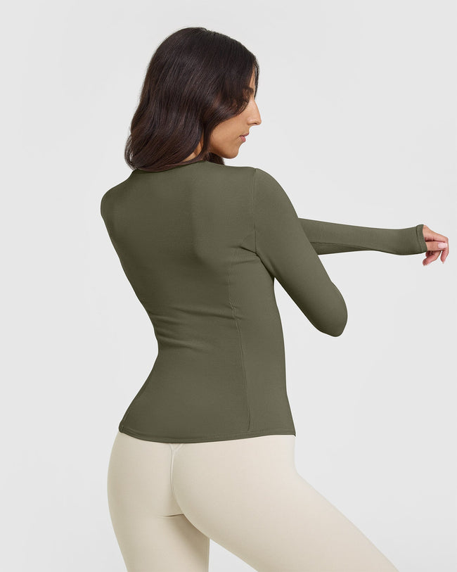 Mellow™ Rib Long Sleeve Top | Alpine Green