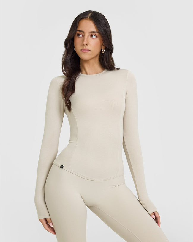 Mellow™ Rib Long Sleeve Top | Sand