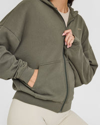 Mid Weight Zip Through Hoodie | Alpine Green