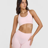 SoftMotion™ Sports Bra with White Logo | Ballet Pink