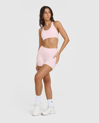 SoftMotion™ Sports Bra with White Logo | Ballet Pink