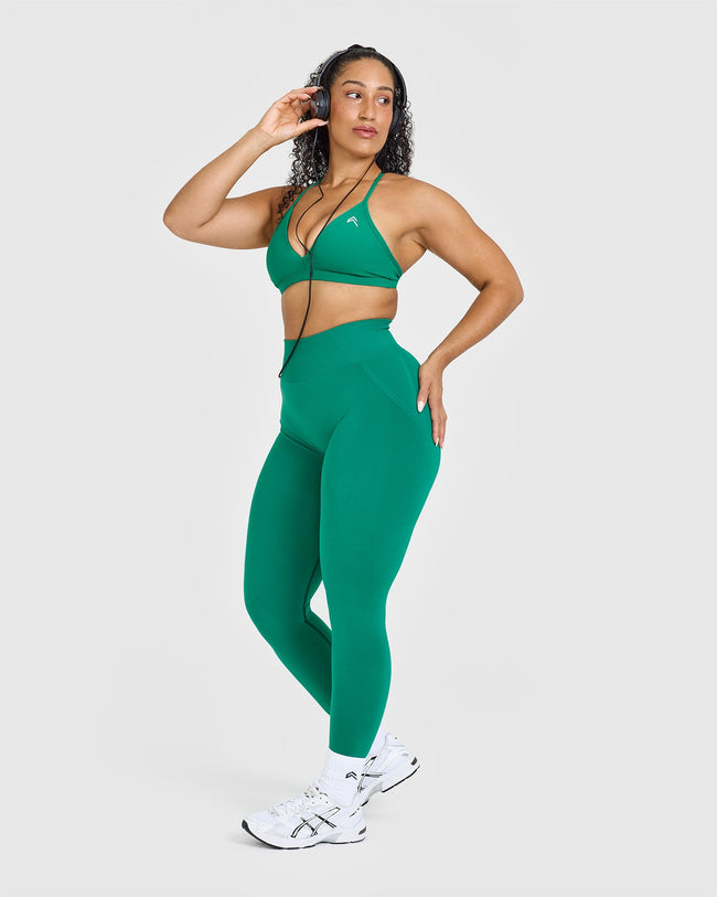 Unified Ultra Micro V Neck Bralette | Washed Emerald Green